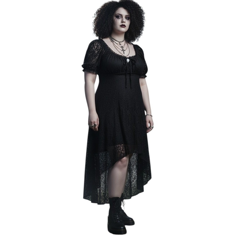 Whimsigoth Dark Romantic Womens size XXXL Emo Asymmetrical Lace Babydoll Dress